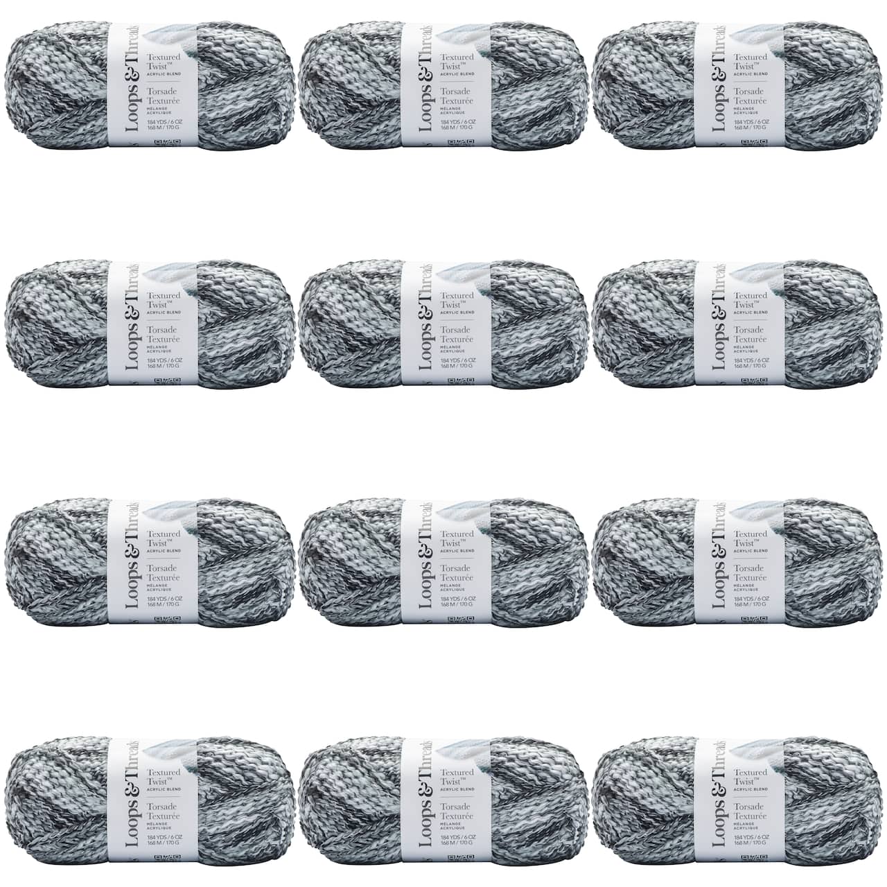 12 Pack: Textured Twist™ Yarn by Loops & Threads®